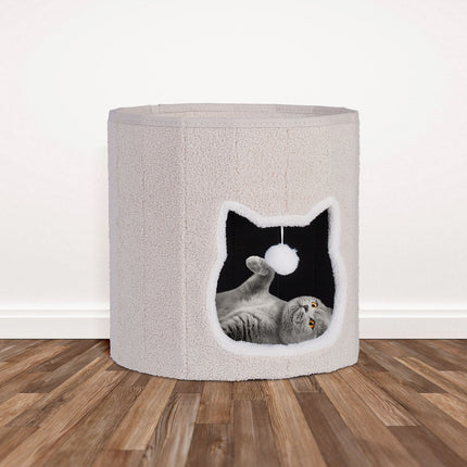 TASSORA - Hopfällbar kattkoja för kattens krypin och vilostunder, beige