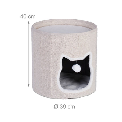 TASSORA - Hopfällbar kattkoja för kattens krypin och vilostunder, beige