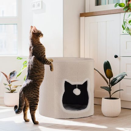 TASSORA - Hopfällbar kattkoja för kattens krypin och vilostunder, beige