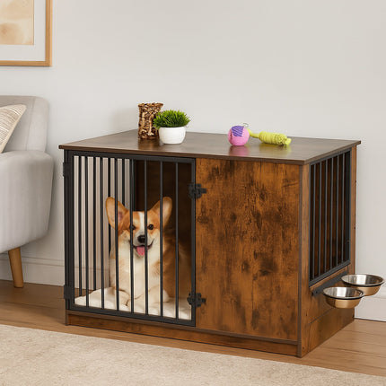 TASSORA - Hundbur med möbelfunktion i MDF med förvaring och trälook