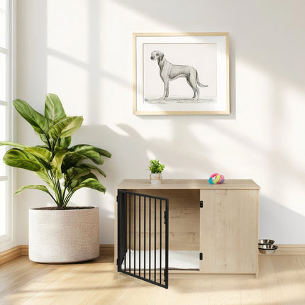 TASSORA - Hundbur med möbelfunktion i MDF med förvaring och trälook