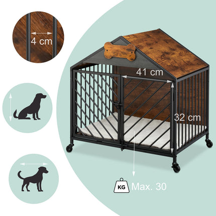 TASSORA - Hundbur med möbelfunktion med hjul för hundens plats i hemmet