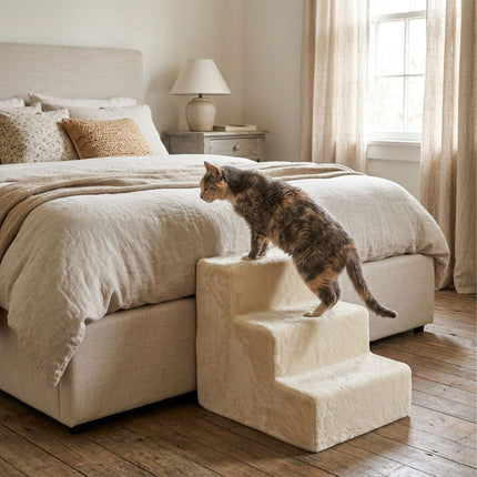 TASSORA - Hundtrappa med avtagbart överdrag, beige, 36,5×35×45 cm
