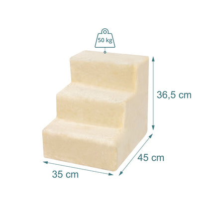TASSORA - Hundtrappa med avtagbart överdrag, beige, 36,5×35×45 cm