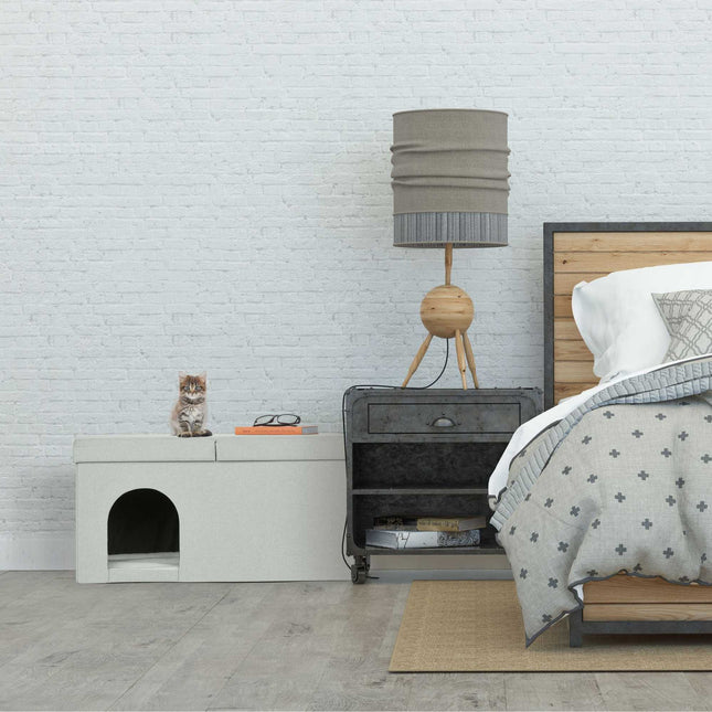 TASSORA - Cat hide in beige with lid