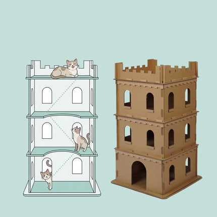 TASSORA - Katthus XL med 3 nivåer för kattens krypin och vilostunder