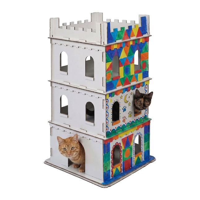 TASSORA - Large Cardboard Cat House - 3-Level, Easy Assemble