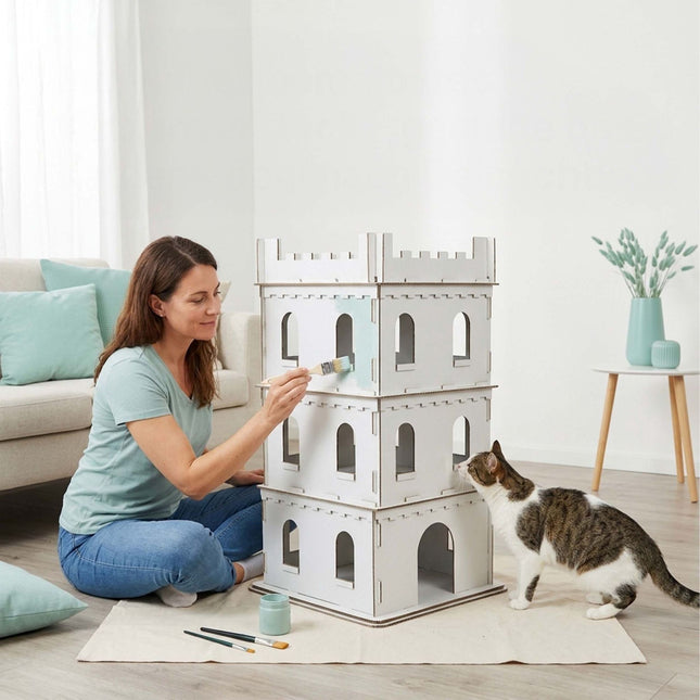 TASSORA - Large Cardboard Cat House - 3-Level, Easy Assemble