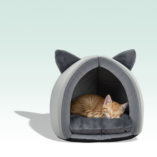 TASSORA - Cat Cave with Ears, Removable Cushion, Non-Slip Base