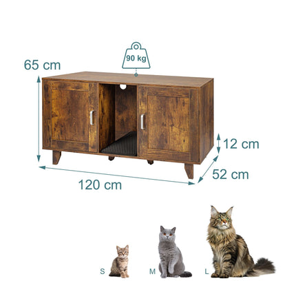 TASSORA - XXL Cat Litter Cabinet - Dual Compartments, Litter Mat