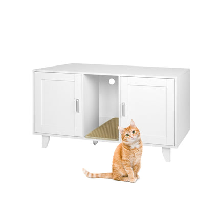 TASSORA - XXL Cat Litter Cabinet with Mat - Dual Compartment