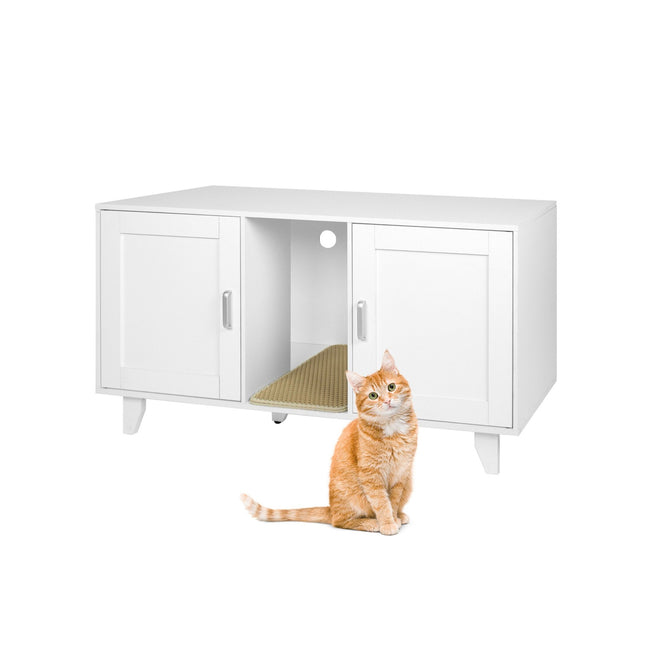 TASSORA - XXL Cat Litter Cabinet with Mat - Dual Compartment