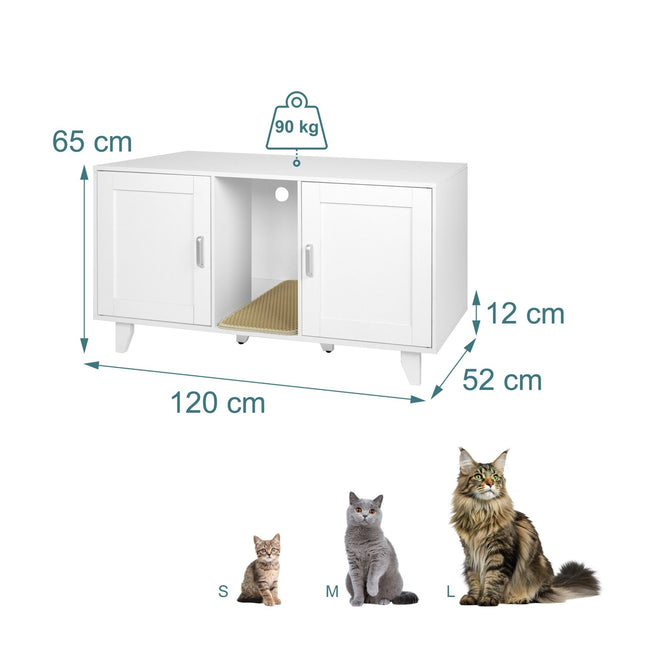 TASSORA - XXL Cat Litter Cabinet with Mat - Dual Compartment