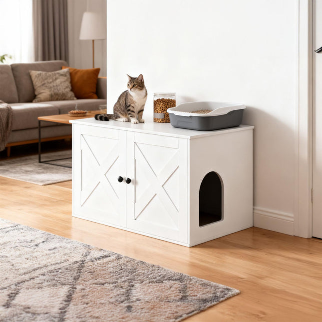 TASSORA - Cat Litter Cabinet with Side Entrance and Divider