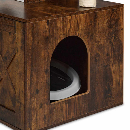 TASSORA - Cat scratcher with litter box cabinet 128 cm