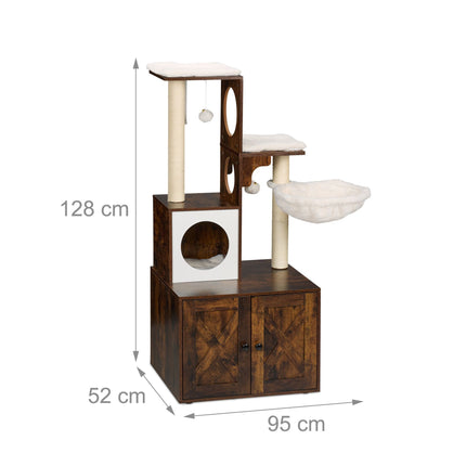 TASSORA - Cat scratcher with litter box cabinet 128 cm