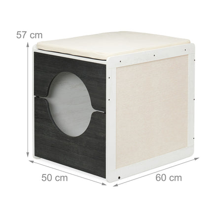 TASSORA - Cat Litter Box Cabinet with Cushion and Scratch Mats