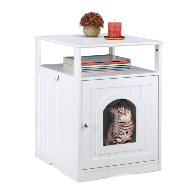 TASSORA - White cat cabinet with shelf