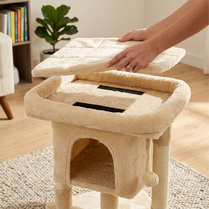 TASSORA - Klösträd med sisal, koja och liggplattform, beige, 60 cm