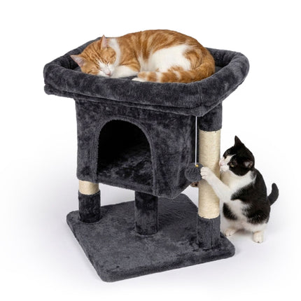 TASSORA - Cat Tree with Cave & Platform, Dark Gray, 60 cm High