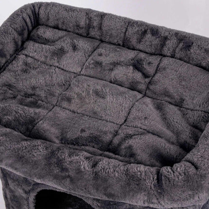 TASSORA - Cat Tree with Cave & Platform, Dark Gray, 60 cm High