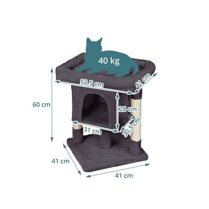 TASSORA - Cat Tree with Cave & Platform, Dark Gray, 60 cm High