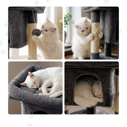 TASSORA - Cat Tree with Cave & Platform, Dark Gray, 60 cm High