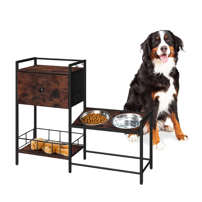 TASSORA - Dog Feeding Station with Storage and Raised Bowls