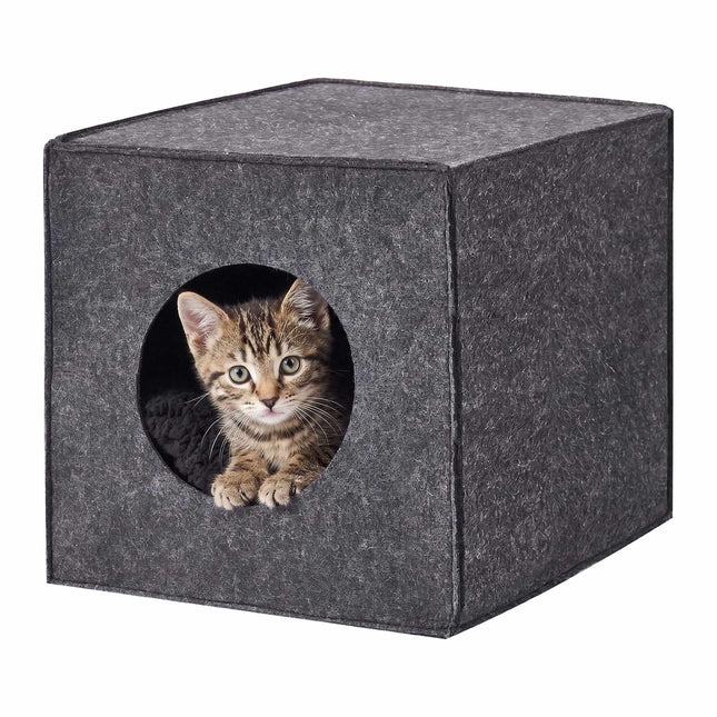 TASSORA - Felt Cat Cave Cube, Foldable Shelf Insert With Cushion