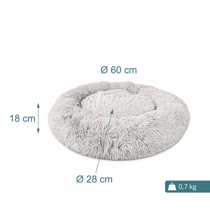 TASSORA - Rund hundbädd med upphöjd kant, ljusgrå, 18 cm, 10053824_1487