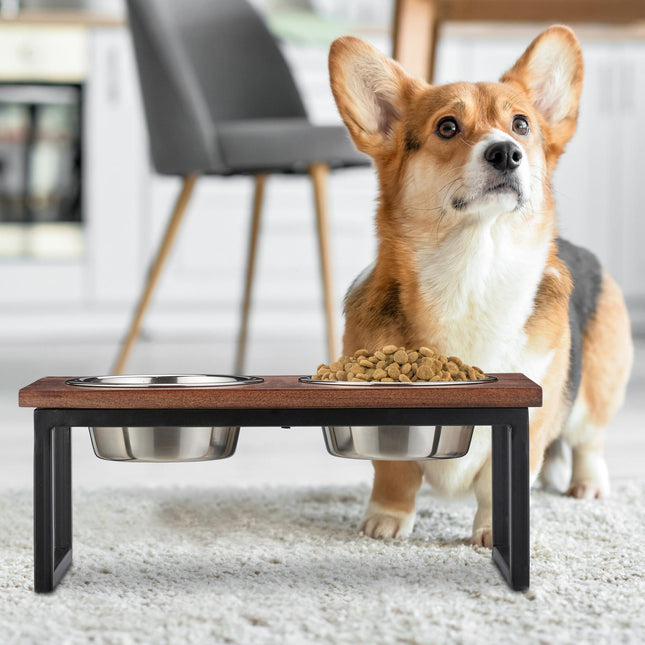 TASSORA - Raised dog bowl made from mango wood