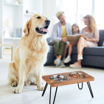 TASSORA - Raised XL dog bowl made from acacia wood