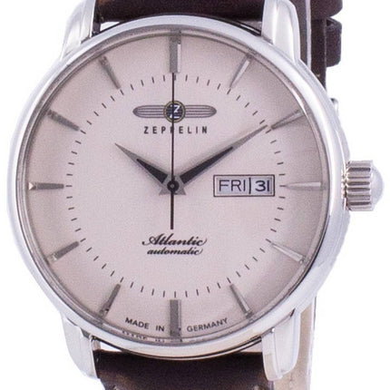 Zeppelin Atlantic Beige Urtavla Läderrem Automatisk 8466-5 84665 Herrklocka