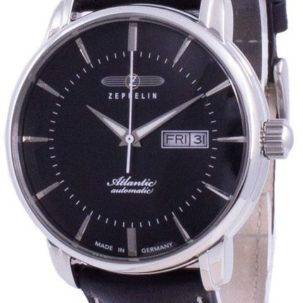 Zeppelin Atlantic Black Dial Läderrem Automatisk 8466-2 84662 Herrklocka