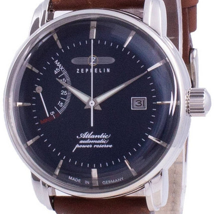 Zeppelin Atlantik Blue Dial Läderrem Automatisk 8462-3 84623 Herrklocka