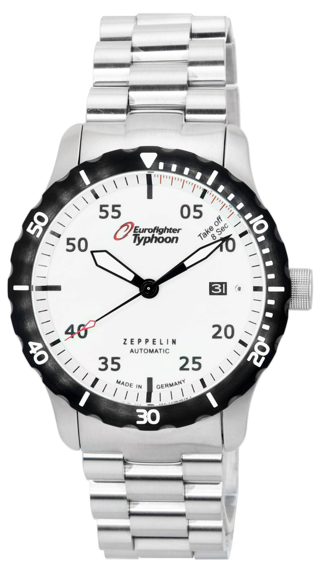 Zeppelin Eurofighter Typhoon Beige Luminous Dial Automatic Diver's 7268M-5 7268M5 200M herrklocka